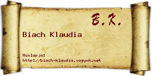 Biach Klaudia névjegykártya